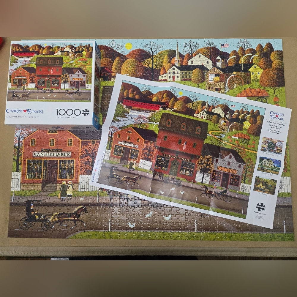 Charles Wysocki-"Candlemaker,Tobacconist, Hat Shop"- 1000 Piece Jigsaw Puzzle - Picture 3 of 3